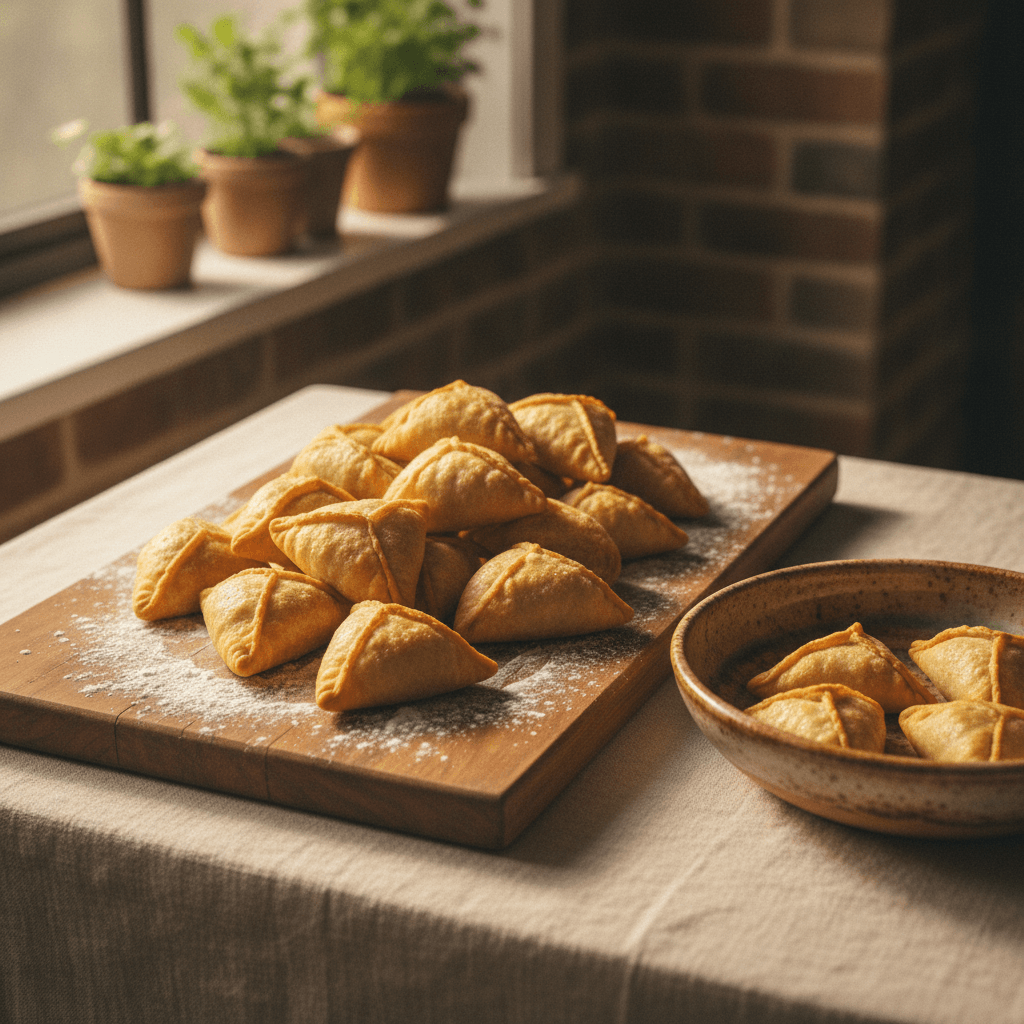Home kitchen preparing sambusas